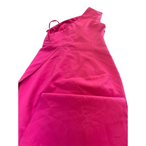 Abyss by Abby Womens One Shoulder Evening Midi Slit Dress Hot Pink Small - Picture 7 of 15